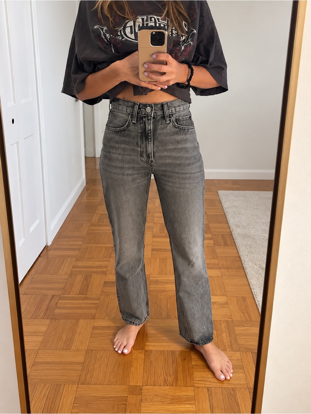 Zara High-Rise Straight Leg Women’s Jeans in Gray
